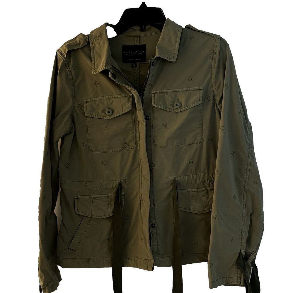 Sanctuary Women’s Utility Cargo Jacket Olive Green Tactical Militar Size X Small